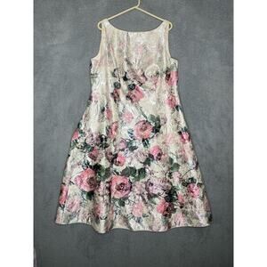 Adrianna Papell floral sleeveless a line midi dress lined formal wedding 18W